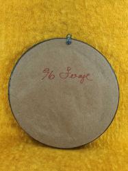 VINTAGE YUVARLAK AHŞAP ÇERÇEVELİ EL İŞİ KANAVİÇE ÇİÇEKLER TABLO