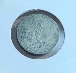 1936 GÜMÜŞ 50 KURUŞ ÇİL KONDİSYONDA NATUREL