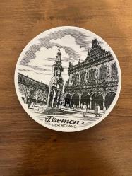 Bremen Roland Meydanı heykeli manzaralı porselen tabak