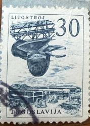 Yugoslavya Pulu - Yugoslavia Stamp - Mektup Zarfından Kesilmiş  / Postadan Geçmiş Pul Filateli - Damgalı - MAKİNE ÜRETİM TESİSİ TEMALI PUL, 30 PARA - YABANCI PULLAR -NOSTALJİK DOĞUM GÜNÜ HEDİYESİ