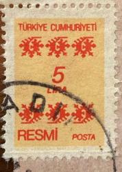 Türk Pulu - Turkish Stamp - Mektup Zarfından Kesilmiş  / Postadan Geçmiş Pul Filateli - Damgalı - RESMİ PUL, 5 LİRA - Türkiye Cumhuriyeti - NOSTALJİK DOĞUM GÜNÜ HEDİYESİ