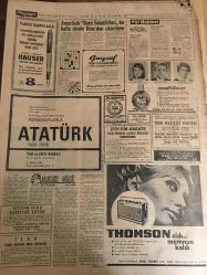 HÜRRİYET GAZETESİ 10 KASIM 1966 YIL :19 SAYI :6658--Cahide Sonku Kayıp --Atatürk ü Milletçe Anıyoruz ---Manisa soyguncularından  üçü silahları ile yakalandı: İçişleri Bakanı :Sükan :Asayiş Mükemmel Değil Dedi --- Hepsi Mardinli olan şakilere bir kadın silah temin etmiş --Hukuk Fakültesinin  Boykotçu  Talebeleri Dün Yine Sınıfları Bastı ---Amerikalı doktorları suçlayan  ortopedistler  hastaneye gelenleri muayenehanelerine  çağırmış --Harita -Planlama ve İmar Müdürlüğü Birleştiriliyor ---Amerikalı Barış Gönüllüleri bir hafta içinde Gine den  çıkarılıyor ---Ocak :Yenal Genel Müdür Olacak ---Metin ve Turgay pazar günü oynatılmıyor ---İrlanda milli maçına Rusya tertibi çıkacak --Suat ın mecburi izni dün kaldırıldı --Radoviç sakat --Müsabaka esnasında çiklet  çiğnenmesi ölüme sebep oluyor ---Onu andığımız günde --