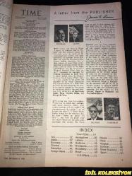 TIME - SEPTEMBER 8 , 1958 : THE WEEKLY NEWSMAGAZINE / 8 EYLÜL 1958 / VINTAGE ENGLISH MAGAZINE / MILTON EISENHOWER / JAMES R. GILLESPIE / A.S. PERKINS / MRS. JAMES R. BELHASSEN / MARION SMITH / WILLIAM HALLIS / DONALD JOHN GIESE / ED KOLPACK / RENAULT / DIANE QUITTENTON / EDNA WEXLER / SYBIL KLIMAN / JOSEPH HALPIN / MARSHALL / FAUBUS / DE SAPIO / HARRIMAN / LAWYERS RANKIN & BUTLER / PRESIDENT EISENHOWER / CHIEF JUSTICE WARREN / FEDERAL JUDGE LEMLEY / GOVERNOR ALMOND / A.B.A. PRESIDENT MALONE / IKE & MILTON / ADMIRAL BEAKLEY / MILTON EISENHOWER & DAUGHTER RUTH / REPUBLICANS ROCKEFELLER & KEATING / TAMMANY'S DE SAPIO / CHIANG KAI-SHEK & FROGMEN / GIAMBATTISTA GIUFFRE / DELEGATE BERNARDINO / ANGLER NORSTAD / SOPRANO GARDEN / HASSELBLAD / BALLANTINES / ERNEST & RHODA BORGNINE / THOMAS & VALERIE ELIOT / EDITOR CLEMENTS / HARVEY'S / PHYSICIST LAWRENCE / ENGLAND'S VAUGHAN WILLIAMS / OLYMPIA'S BISHOP BAYNE / FRED LAZARUS / DEFENSE PROCUREMENT : TRENCH-WAR POLİCİES İN THE SPACE AGE / T. HANBURY