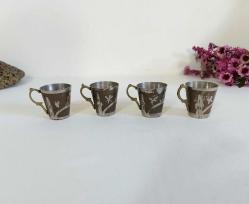 Eskilerden 4 Adet Fincan - Zemzemlik - Pirinç Kulplu Fincan