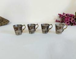 Eskilerden 4 Adet Fincan - Zemzemlik - Pirinç Kulplu Fincan