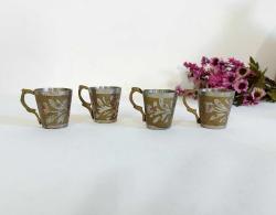 Eskilerden 4 Adet Fincan - Zemzemlik - Pirinç Kulplu Fincan - Mıra