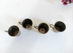 Eskilerden 4 Adet Fincan - Zemzemlik - Pirinç Kulplu Fincan - Mıra