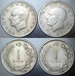 TÜRKİYE CUMHURİYETİ 1 LİRA 1957. ADNAN MENDERES DÖNEMİ. (fiyat 1 adet içindir)
