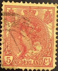 Hollanda Pulu - Nederland Stamp -  Mektup Zarfından Kesilmiş  / Postadan Geçmiş Pul Filateli - Damgalı - KRALİÇE TEMALI HOLLANDA PULU , 5 PARA - YABANCI PULLAR-NOSTALJİK DOĞUM GÜNÜ HEDİYESİ