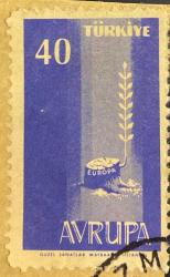 Türk Pulu - Turkish Stamp - Mektup Zarfından Kesilmiş  / Postadan Geçmiş Pul Filateli - Damgalı - AVRUPA TEMALI PUL, 40 PARA - Türkiye Cumhuriyeti - NOSTALJİK DOĞUM GÜNÜ HEDİYESİ