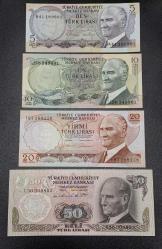 Türkiye Cumhuriyeti 6. Emisyon 5-10-20-50 Lira Set Çil
