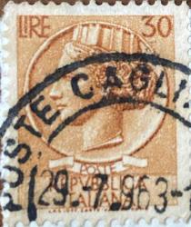 İtalya Pulu - Italy Stamp - Mektup Zarfından Kesilmiş  / Postadan Geçmiş Pul Filateli - 29 TEMMUZ 1996 DAMGALI - SYRACUSE MADENİ PARASI TEMALI İTALYAN PULU, 30 PARA - YABANCI PULLAR -NOSTALJİK DOĞUM GÜNÜ HEDİYESİ