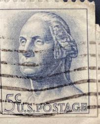 Amerika Birleşik Devletleri Pulu - USA Stamp - Mektup Zarfından Kesilmiş  / Postadan Geçmiş Pul Filateli - Damgalı - GEORGE WASHINGTON, 5 PARA - YABANCI PULLAR - NOSTALJİK DOĞUM GÜNÜ HEDİYESİ