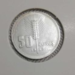 1937 YILI GÜMÜŞ 50 KURUŞ ÇT *RR* ÇOK NADİR ÇİL