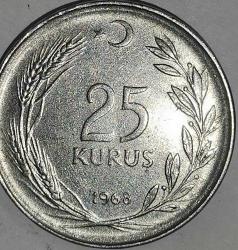 TÜRKİYE 1968   25  KURUŞ