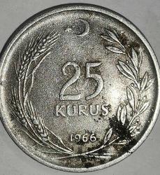 TÜRKİYE 1966   25  KURUŞ