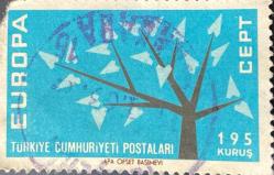 Türk Pulu - Turkish Stamp - Mektup Zarfından Kesilmiş  / Postadan Geçmiş  Pul Filateli - DAMGALI - AVRUPA TEMALI PUL , 195 KURUŞ - Türkiye Cumhuriyeti - NOSTALJİK DOĞUM GÜNÜ HEDİYESİ