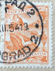 Yugoslavya Pulu - Yugoslavia Stamp - Mektup Zarfından Kesilmiş  / Postadan Geçmiş Pul Filateli - 1954 DAMGALI - BALIKÇILIK TEMALI YUGOSLAVYA PULU, 5 PARA - YABANCI PULLAR -NOSTALJİK DOĞUM GÜNÜ HEDİYESİ