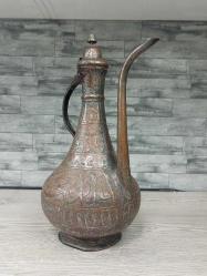 Benzersiz Muazzam İşçiliği ve Kufi Yazılı Antika Bakır Kastamonu İbriği