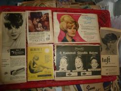 BAYAN KUAFÖR GÜZELLİK CİLT BAKIMI MAKYAJ MALZEMELERİ REKLAMLARI 1960-1965 YILLARI DERGİLERDEN ÇIKMA 32 ADET