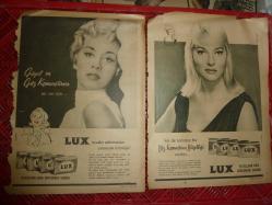 LUX SABUN REKLAMLARI 1960 -1965 YILLARI ARASI DERGİLERDEN ÇIKMA 5 ADET