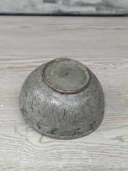 Antika Osmanlı Dönem Kalem İşçlikli Bakır Kase - Tas