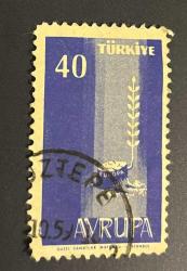 Türk Pulu - Turkish Stamp - Mektup Zarfından Kesilmiş / Postadan Geçmiş Pul Filateli - Göztepe Damgalı - AVRUPA TEMALI, 40 PARA - Türkiye Cumhuriyeti, NOSTALJİK DOĞUM GÜNÜ HEDİYESİ