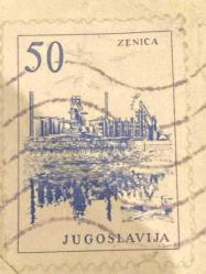 Yugoslavya Pulu - Yugoslavia Stamp - Mektup Zarfından Kesilmiş  / Postadan Geçmiş Pul Filateli - Damgalı - ZENICA ŞEHRİ TEMALI PUL, 50 PARA - YABANCI PULLAR -NOSTALJİK DOĞUM GÜNÜ HEDİYESİ