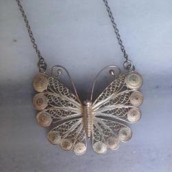LOT.11 » Telkari Gümüs Kelebek Kolye ,925