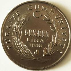1998 YILI ATATÜRK 2 EURO NİKEL HATIRA PARA 500.000 LİRA  0129