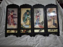 Antika - JAPON MİNİ PARAVAN 27X43 CM CAMALTI GEYŞA RESİMLİ - kitantik - kitaLog