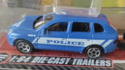 TESCO - REALTOY PORSCHE POLİS  + ARAÇ TRAİLER + MOTORSİKLET SIFIR  HİÇ KULLANILMAMIŞ ORJİNAL KUTUSUNDA 1/64 ÖLÇEK  KOLEKSİYON ÜRÜNÜ