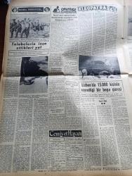 Vatan Gazetesi - 18 Eylül 1954 - İmtihan Kurbanları Yazan Ahmet Emin Yalman Köşe Yazısı - Tunçbilek Santralının Temeli Dün Atıldı -  Adnan Menderes Afyon Çimento Fabrikası Temeline Harç Koyarken Fotoğraf - John Foster Dulles Adenauer Ve Anthony Eden Anlaştılar - Kıbrıs Heyeti Londra'da Temaslara Başladı - Amerika İle Güney Kore Münasebetleri Gergin - Kızılay İstanbul Temsilcisi Dr. Faruk Sangut - Hindistan'da Yeni İnkılap Hamleleri - Soğuk Harbin İlk Mağlubu Fransa Mı Yazan Orhan Arıman - Bu Toprak Uyanacaktır Yazan Muzaffer Buyrukçu Yazı Dizisi - Komünist Çin Formoza İçin Hazırlanıyormuş - Fotoğraflarla Haberler - Celal Bayar'la Yugoslavya'da Yazan Tunç Yalman Yazı Dizisi - Kleopatra Yazan Emil Ludwig Yazı Dizisi - Lizbon'da 15.000 Kişinin Seyrettiği Bir Boğa Güreşi - Kıbrıs'ın Fethi Yazan Feridun Fazıl Tülbentçi Yazı Dizisi - Kader Feneri Yazan Jean Martet Yazı Dizisi - Boğaziçi'nin İffetini Korumuş Tek Köşesi Vaniköy - Yahudi Aleyhtarı Dernekçiler - 1956 Melbourne Olimpiyatları