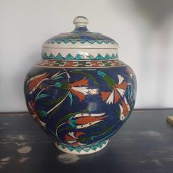 Huzur Çini Seramik Küp,Kapakli,El boyama,Kusursuz