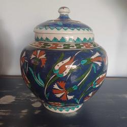 Huzur Çini Seramik Küp,Kapakli,El boyama,Kusursuz