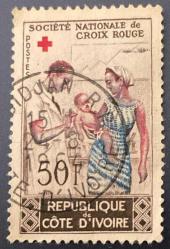 COTE D'IVOIRE STAMP  - Fildişi Sahili Pulu - Mektup Zarfından Kesilmiş  / Postadan Geçmiş Pul Filateli - 24 AĞUSTOS 1964 Damgalı - ÇOCUK SAĞLIĞI TEMALI PUL, 50 PARA - YABANCI PULLAR -NOSTALJİK DOĞUM GÜNÜ HEDİYESİ