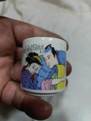 P2---JAPON EROTİK ANTİK SHUNGA SHOT BARDAKLARI--4 ADET