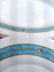 VINTAGE HARMONIA CRIVISA MADE IN SPAIN 15 ADET SÜT TAŞ OPAL CAM TABAK