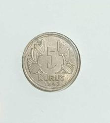 1943 YILI 5 KURUŞ ÇİL KONDİSYONDA