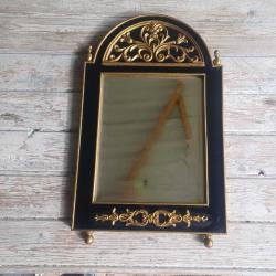 Ahşap Edirnekari  Masif Çerçeveli,Bizoteli Duvar Aynası Siyah ve Altın