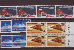 1971 Türkiye-İran ve Türkiye-Bulgaristan Demiryolu Bağlantılar4'lü Blok Mnh Lüks Tam Seri Pul