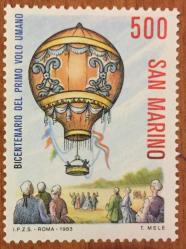 1983.UÇAN BALON..SAN MARİNO TEKLİ  SERİ PUL DAMGASIZ
