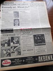 Akşam Gazetesi - 4 Kasım 1960 - Sabık Aileleri Yabancı Avukatlara Başvurdu - Adnan Menderes Üniversitesi Olaylarını Anlattı - Dünya Güzellik Kraliçesi Seçimine İştirak Edecek Güzeller Basına Tanıtıldı - Bebek Davası Yarına Kaldı - 6 7 Eylül'de Kemal Hadımlı Polise Çekilin Demiş - Tayyare Apartmanı Kiracılarından 143 Aile Başkanı Mahkemeye Başvurdu - Rektör Seçimleri Bugün Yapılıyor - Ateşli Kız Gina Yazan George Albert Gley Yazı Dizisi - Hülagünün Gözdesi Çizen Suat Yalaz - Amerikan Seçiminde Dört Gün Kaldı Kennedy Mi Nixon Mu - Günah Maskesi Aşk Ve His Romanı Resimleyen Remzi - Bize Barbaroslu Derler Yazan Çizen Ratip Tahir Burak - Kont Senlibenli - Yaralı Gönül Çizgi Roman - Gölgeler Ve İnsanlar Yazan Victoria Holt - Rostov Takımı Gelemedi - Reşit Bayburt Beşiktaş'tan Tam Salahiyet İstiyor - Hasan Polatkan Suistimalinin Hesabını Bugün Verecek - Hayrettin Erkmen Ve Zeyyat Mandalinci'nin Beş Yıl Hapisleri İsteniyor