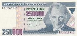 7. Emisyon I01 Serisi Seri Başı 250.000 Türk Lirası