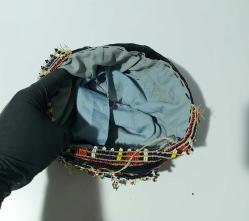 Eskilerden Şapka - Cam Boncuklu Şapka - Tepelik - Başlık - El İşi İşlemeli Cam Boncuk Tepelik