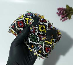 Eskilerden Şapka - Cam Boncuklu Şapka - Tepelik - Başlık - El İşi İşlemeli Cam Boncuk Tepelik