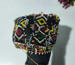 Eskilerden Şapka - Cam Boncuklu Şapka - Tepelik - Başlık - El İşi İşlemeli Cam Boncuk Tepelik