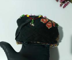 Eskilerden Şapka - Cam Boncuklu Şapka - Tepelik - Başlık - El İşi İşlemeli Cam Boncuk Tepelik