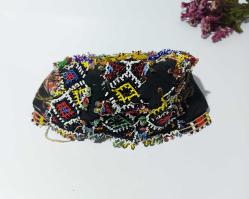 Eskilerden Şapka - Cam Boncuklu Şapka - Tepelik - Başlık - El İşi İşlemeli Cam Boncuk Tepelik