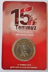 2016  Yılı 1 Lira 15 TEMMUZ DEMOKRASİ ve BİRLİK GÜNÜ ÖZEL FOLDERİNDE